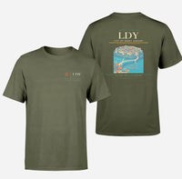 Thumbnail for City of Derry Airport (LDY) design printed on green army double-side t-shirt