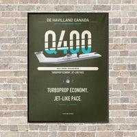 Thumbnail for De Havilland Dash 8-400 vertical canvas print - framed - green army background