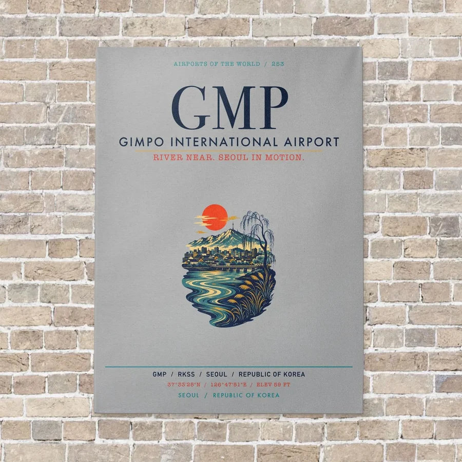 Gimpo International Airport GMP vertical canvas print - no frame - light gray background