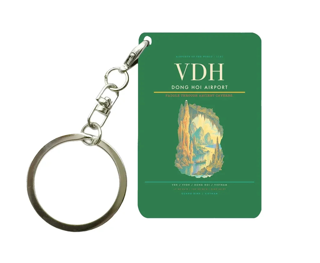 Dong Hoi Airport (VDH) design on green key chain