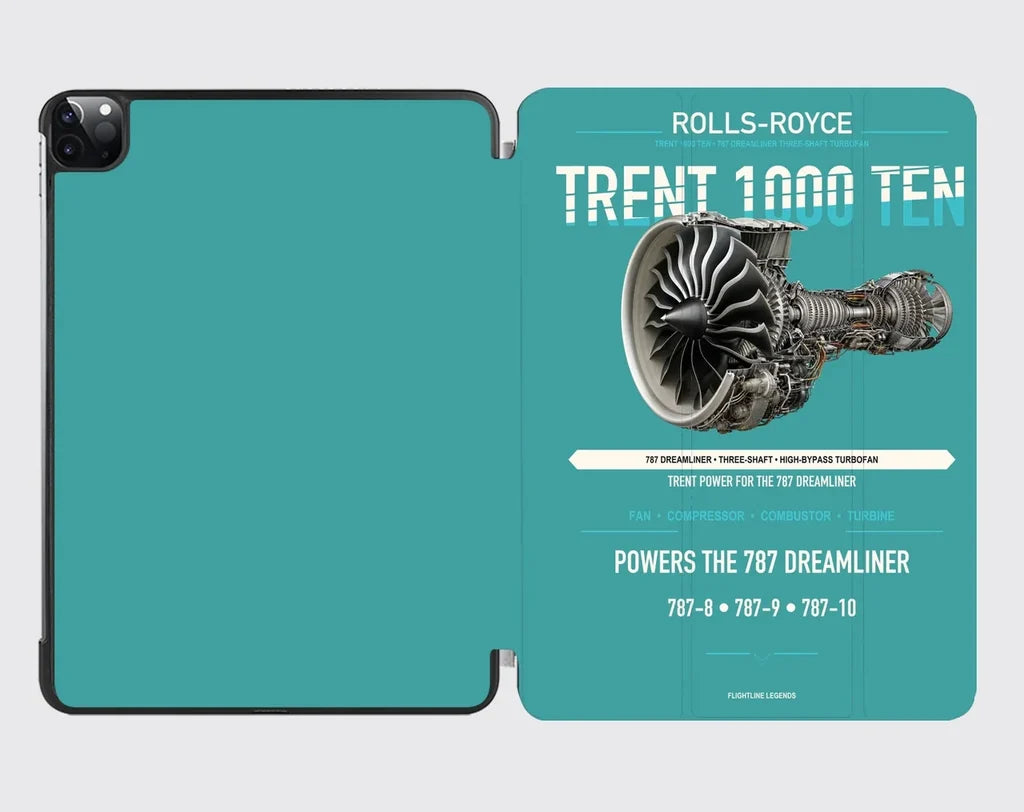 TRENT 1000 TEN design on turquoise ipad tablet case