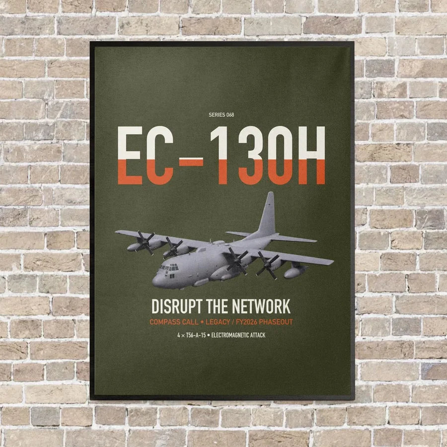 EC-130H Compass Call vertical canvas print - framed - green army background