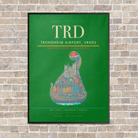 Thumbnail for Trondheim Airport, Vrnes TRD - Canvas Framed - Green