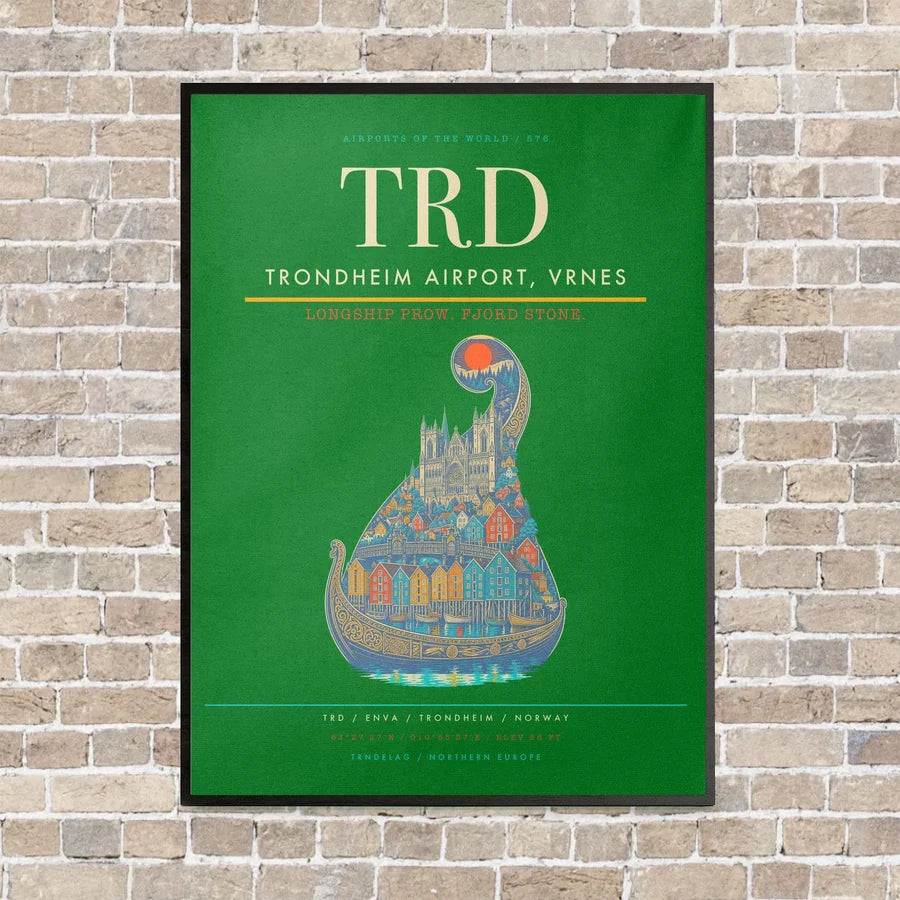Trondheim Airport, Vrnes TRD - Canvas Framed - Green