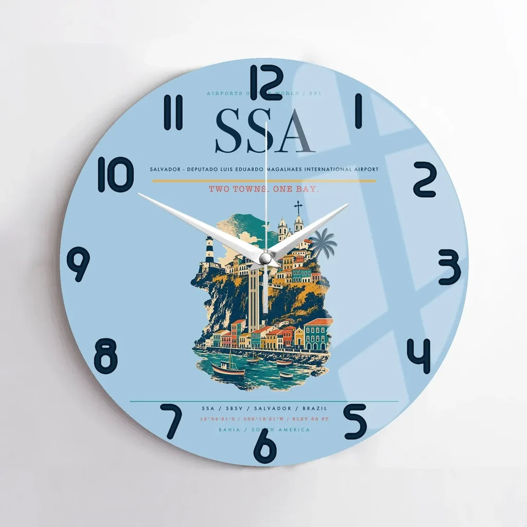 Salvador - Deputado Luis Eduardo Magalhaes International Airport SSA Wall-Clock No-Frame - Light Blue