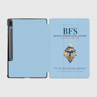 Thumbnail for Belfast International Airport (BFS) design on light blue samsung tablet tablet case