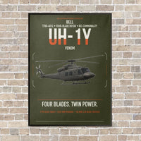 Thumbnail for Bell UH-1Y Venom vertical canvas print - framed - green army background