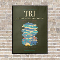 Thumbnail for Tri-Cities Airport TRI — Bristol vertical canvas print - framed - green army background