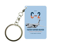 Thumbnail for Kawasaki C-2 design on light blue designed key chain, double-side print