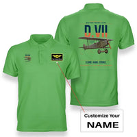 Thumbnail for Fokker D.VII design on light green+name double-side polo t-shirt, double-side print