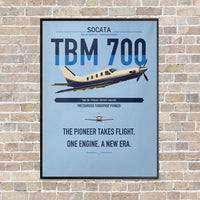 Thumbnail for Socata TBM 700 vertical canvas print - framed - light blue background