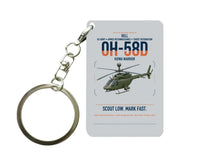 Thumbnail for Bell OH-58D Kiowa Warrior design on light gray designed key chain, double-side print