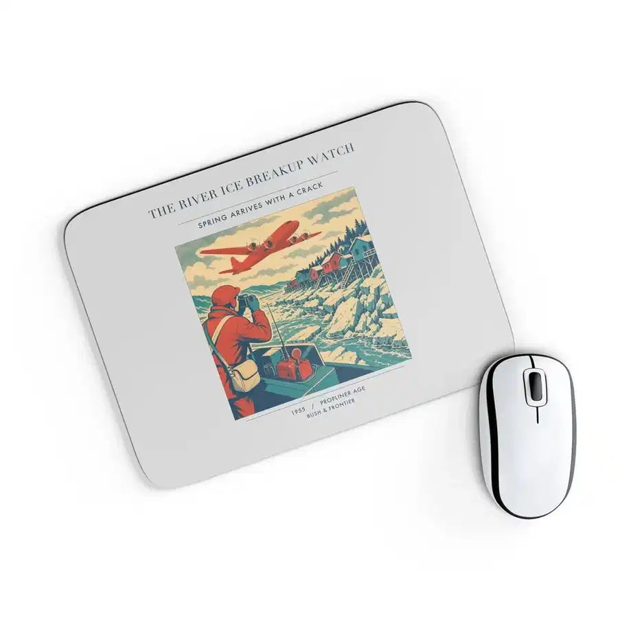 VINTAGE G4491 - The River Ice Breakup Watch - Designed Mouse Pads design on lightgray rectangle