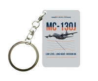 Thumbnail for MC-130J COMMANDO II design on light gray designed key chain, double-side print