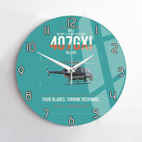 Thumbnail for Bell 407GXi design on turquoise no frame wall clock