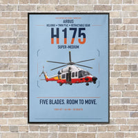 Thumbnail for Airbus H175 vertical canvas print - framed - light blue background