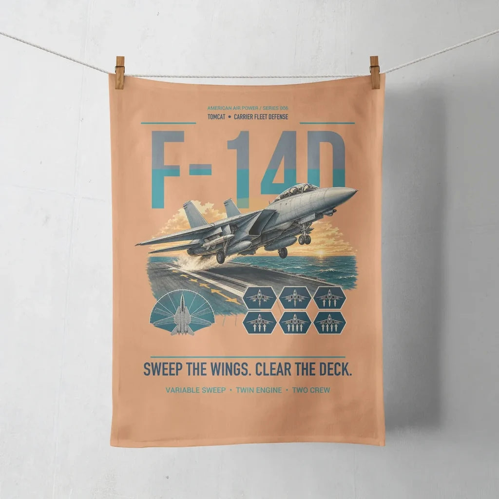 F-14D Tomcat design on orange towel