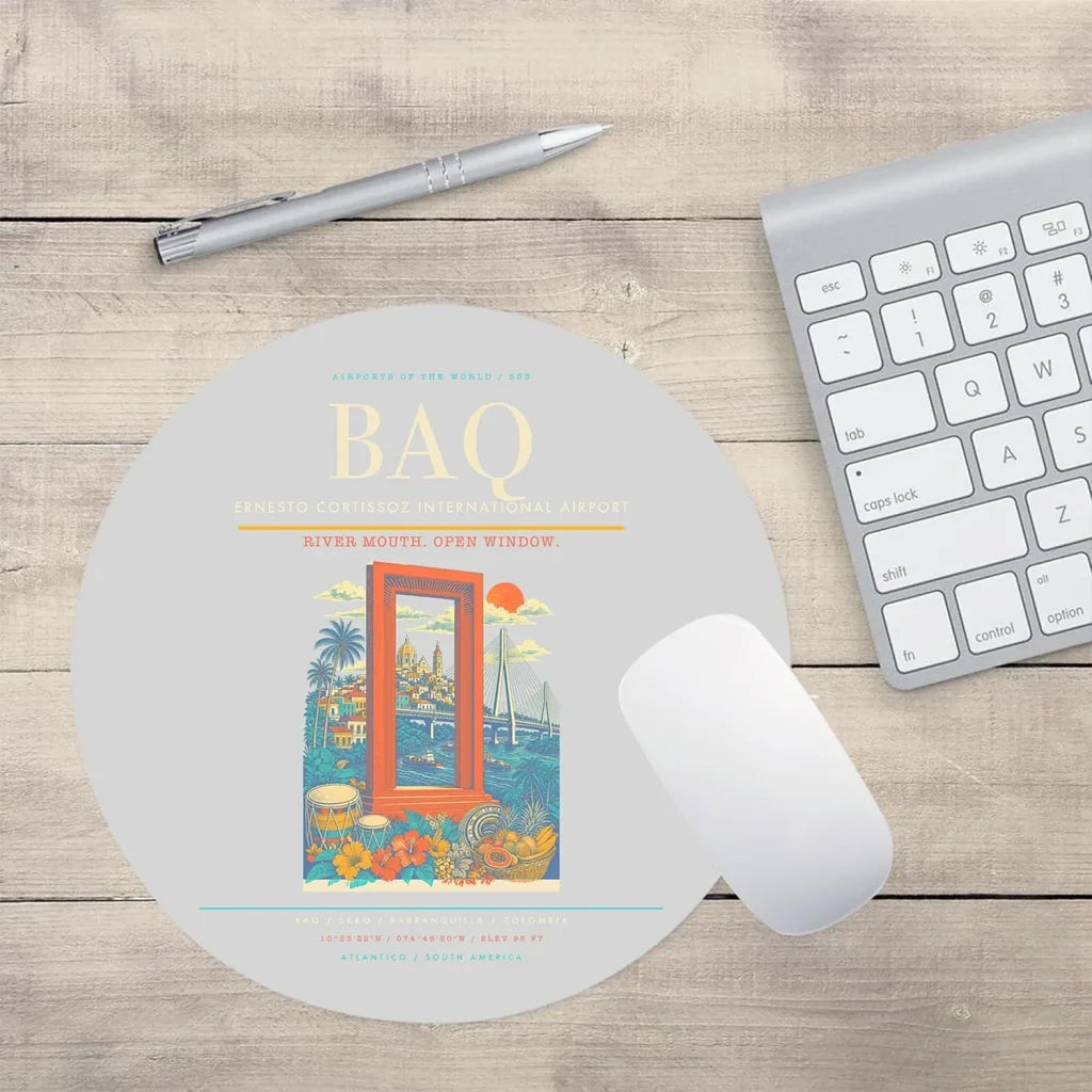 Ernesto Cortissoz International Airport BAQ Mouse-Pad Round - Light Gray