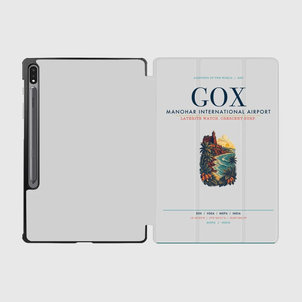 Manohar International Airport Mopa (GOX) design on light gray samsung tablet tablet case
