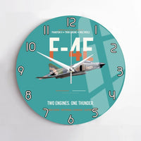 Thumbnail for F-4E Phantom II Two Engines One Thunder design on turquoise no frame wall clock