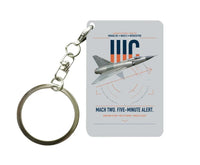 Thumbnail for Dassault Mirage IIIC design on light gray designed key chain, double-side print
