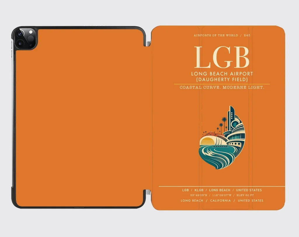 Long Beach Airport (Daugherty Field) (LGB) design on orange ipad tablet case