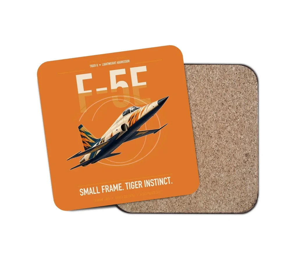 F-5E Tiger II design on orange 1 piece coaster