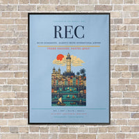 Thumbnail for Recife Guararapes - Gilberto Freyre International Airport REC vertical canvas print - framed - light blue background