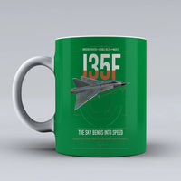 Thumbnail for Saab J 35F Draken design on green ceramic mug, double-side print