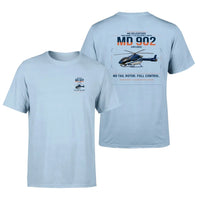 Thumbnail for MD Helicopters MD 902 Explorer design on light blue t-shirt, double-side print