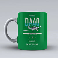 Thumbnail for Diamond DA40 design on green ceramic mug, double-side print