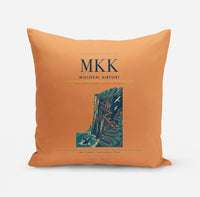 Thumbnail for Molokai Airport (MKK) design on orange pillow