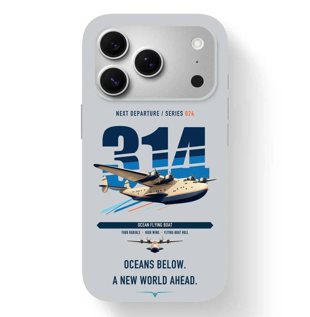 Boeing 314 Clipper design on light gray magsafe iphone case