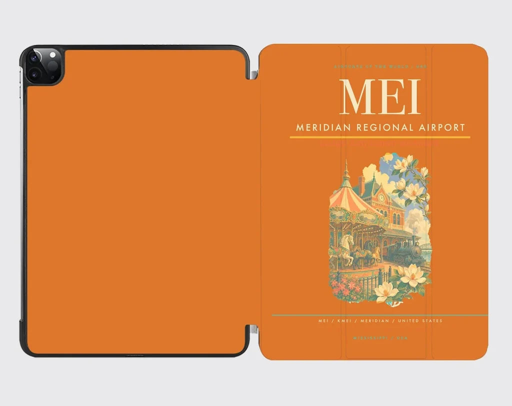 Meridian Regional Airport (MEI) design on orange ipad tablet case