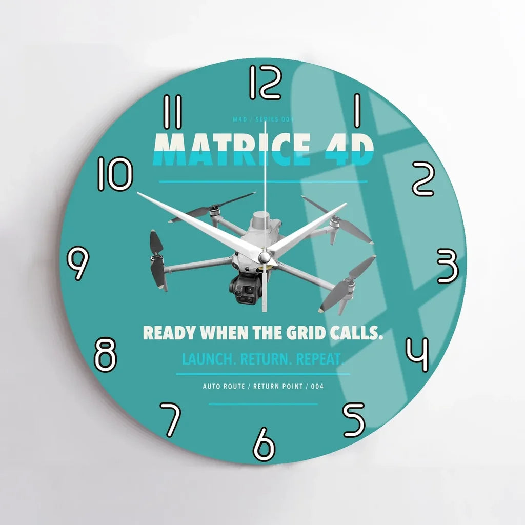 DJI Matrice 4D design on turquoise no frame wall clock