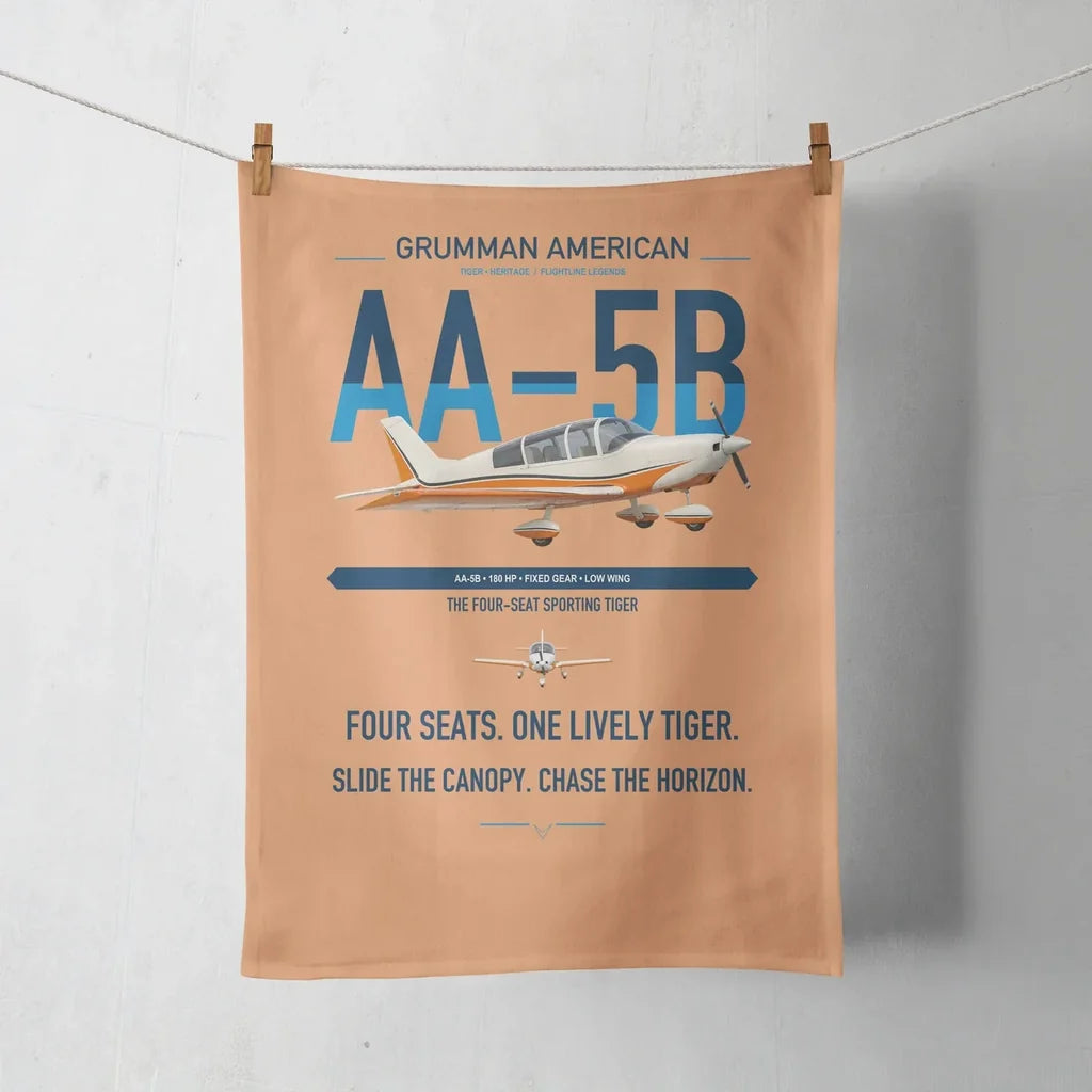 Grumman American AA-5B Tiger design on orange towel