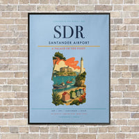 Thumbnail for Santander Airport SDR vertical canvas print - framed - light blue background