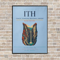 Thumbnail for Ithaca Tompkins Regional Airport ITH vertical canvas print - framed - light blue background