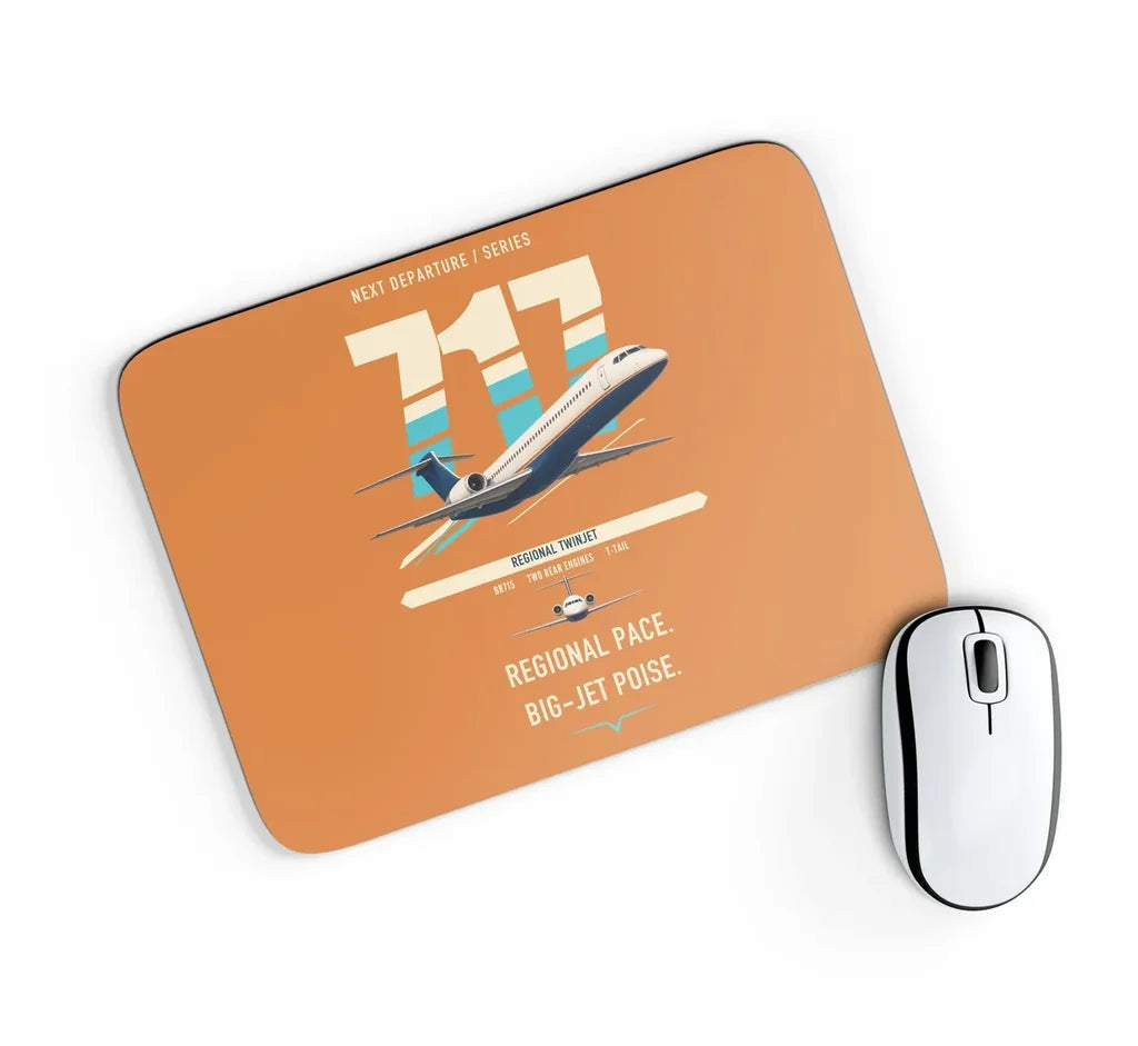 Boeing 717-200 design on orange rectangle mouse pad