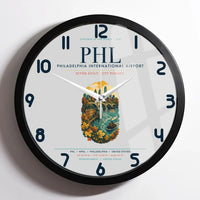 Thumbnail for Philadelphia International Airport (PHL) design on light gray framed wall clock