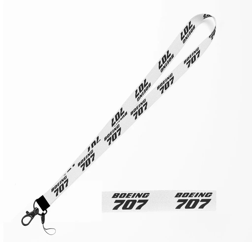 Boeing 707 & Text lanyard - white