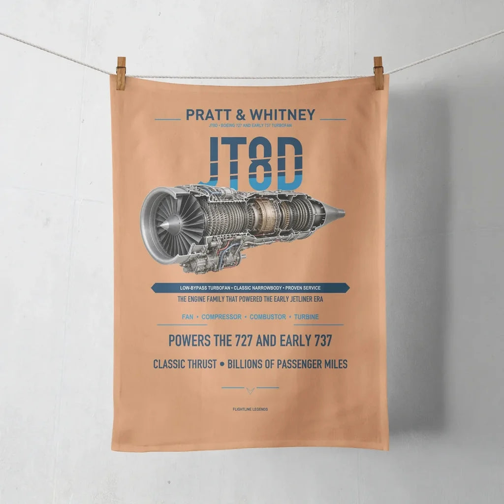 JT8D design on orange towel