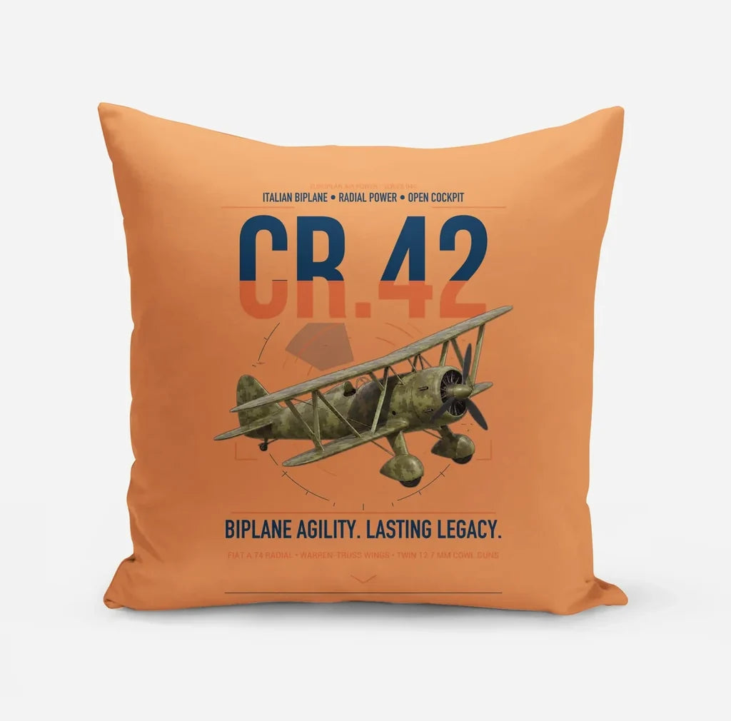 Fiat CR.42 Falco design on orange pillow