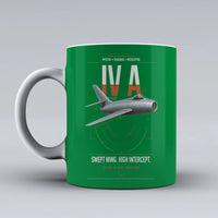 Thumbnail for Dassault Mystère IV A design on green ceramic mug, double-side print
