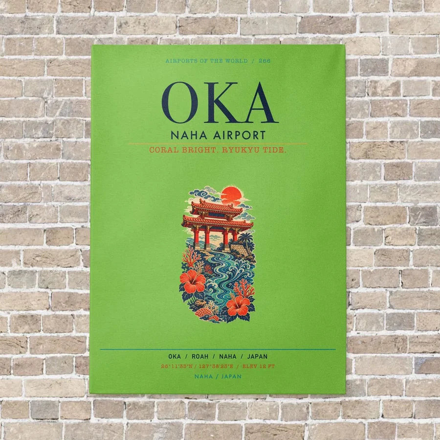 Naha Airport OKA vertical canvas print - no frame - light green background