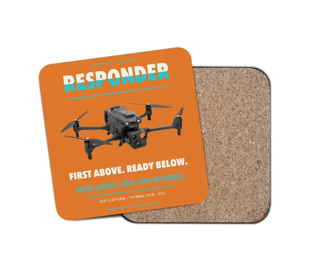 BRINC Responder design on orange 1 piece coaster