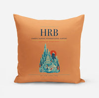 Thumbnail for Harbin Taiping International Airport (HRB) design on orange pillow