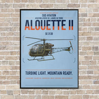 Thumbnail for Sud Aviation SE 3130 Alouette II vertical canvas print - framed - light blue background