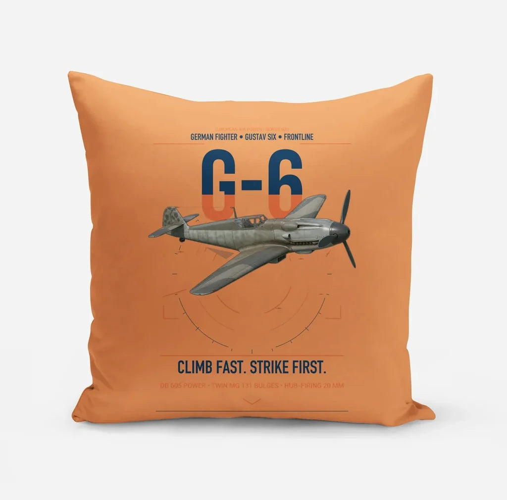 Messerschmitt Bf 109G-6 design on orange pillow