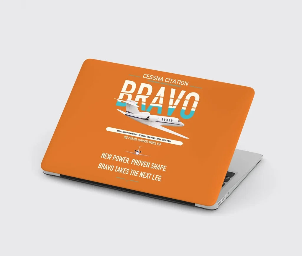 Cessna Citation Bravo design on orange MacBook case